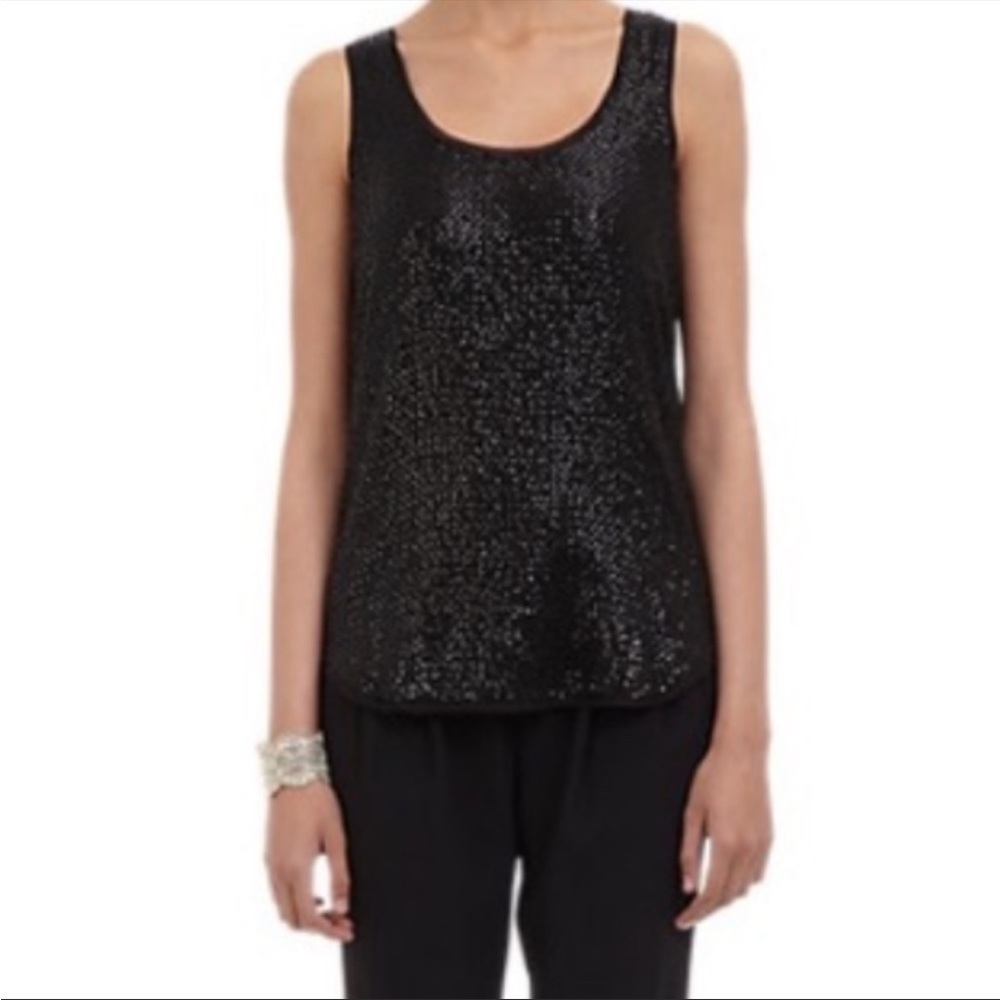 Diane‎ Von Furstenberg Pellina Silk Beaded Racerback Tank in Black Size 6